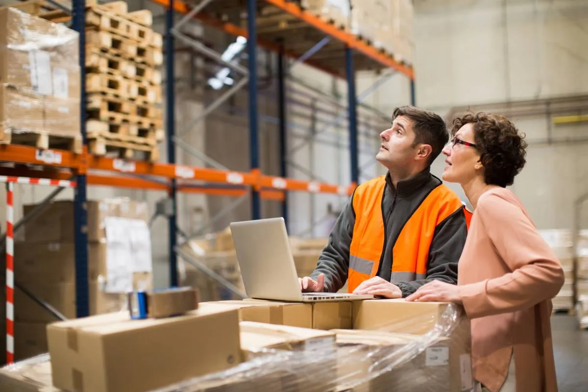 Warehouse team checking stock